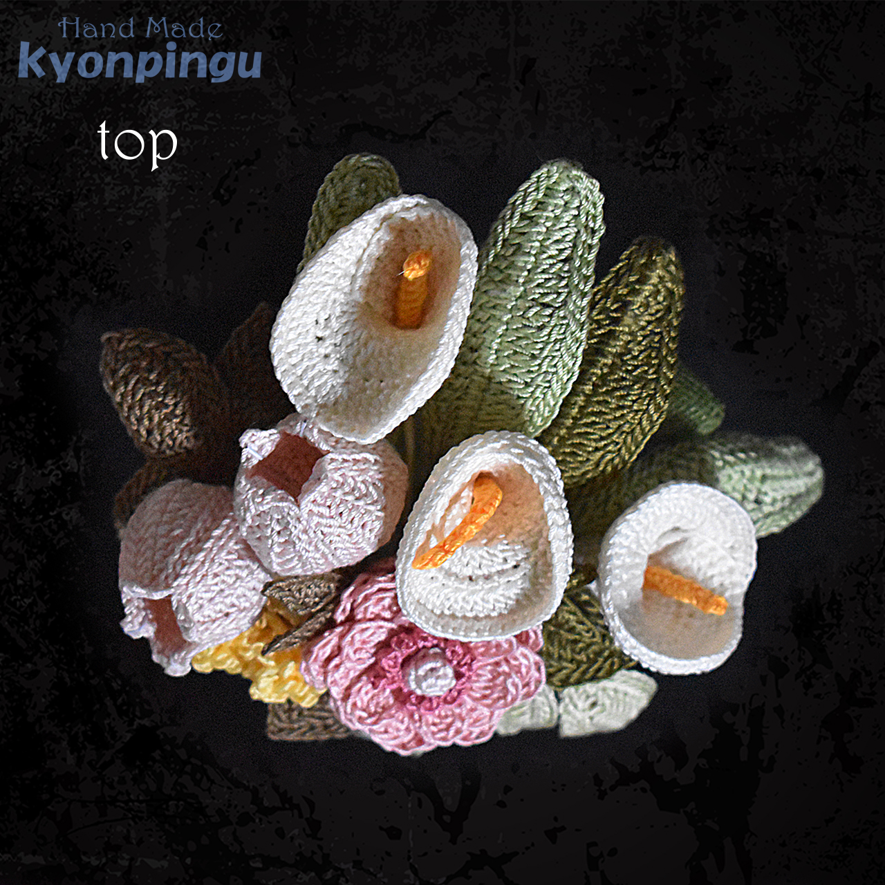 kyonpingu-029m 仏花シリーズ フラワークロッシェ（ジニア風ピンク）中サイズ｜上